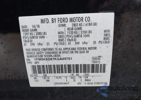 2019 Ford Explorer Xlt z USA, uszkodzony, nr VIN 1FM5K8D87KGA05751